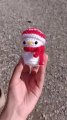Handmade Crochet Snowman Keychain – Cute 6 cm
