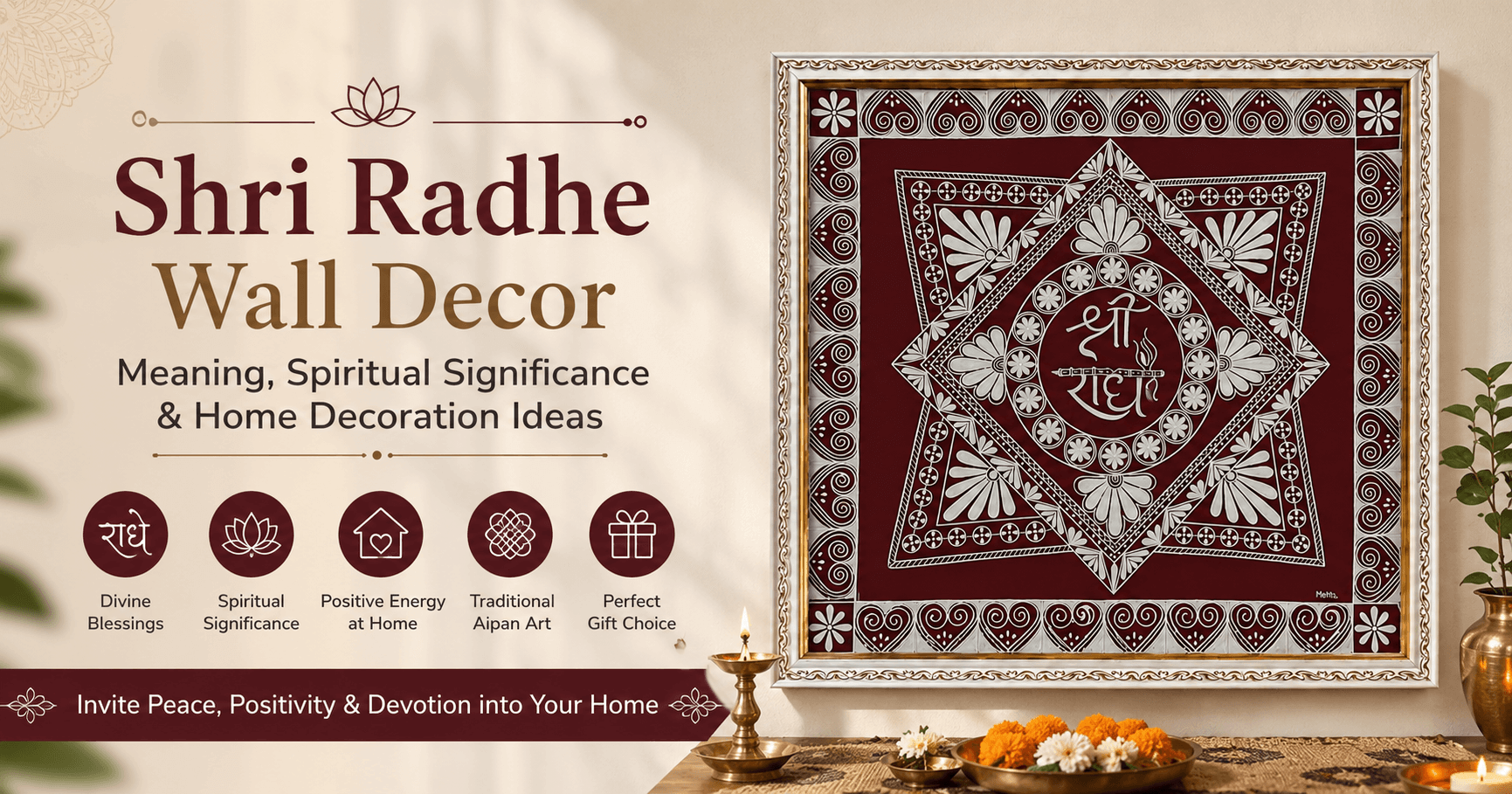 Shri Radhe Wall Decor: Meaning, Spiritual Significance & Home Decoration Ideas
