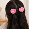 Handmade Crochet Heart Hair Clips Set of 2 | Girls Alligator Hair Clips 5 cm