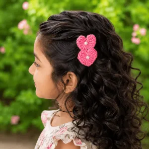 Handmade Crochet Heart Hair Clip for Girls | Cute Hair Clip | PahadiKala