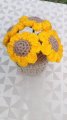 Handmade Crochet Sunflower Pot | Cute Desk Décor