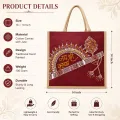Hand Painted Jai Shri Krishna Jute Tote Bag | 14 x 14 Inch