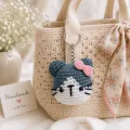 Handmade Crochet Cat Keychain | Cute Amigurumi Bag Charm for Girls