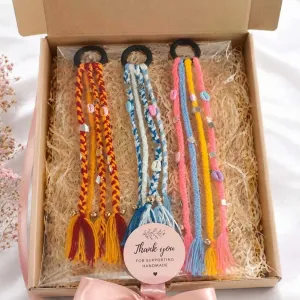 Handmade Braided Tassel Hair Tie for Girls | Colorful Ponytail Hair Accessory | PahadiKala