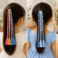 Handmade Braided Tassel Hair Tie for Girls | Colorful Ponytail Hair Accessory