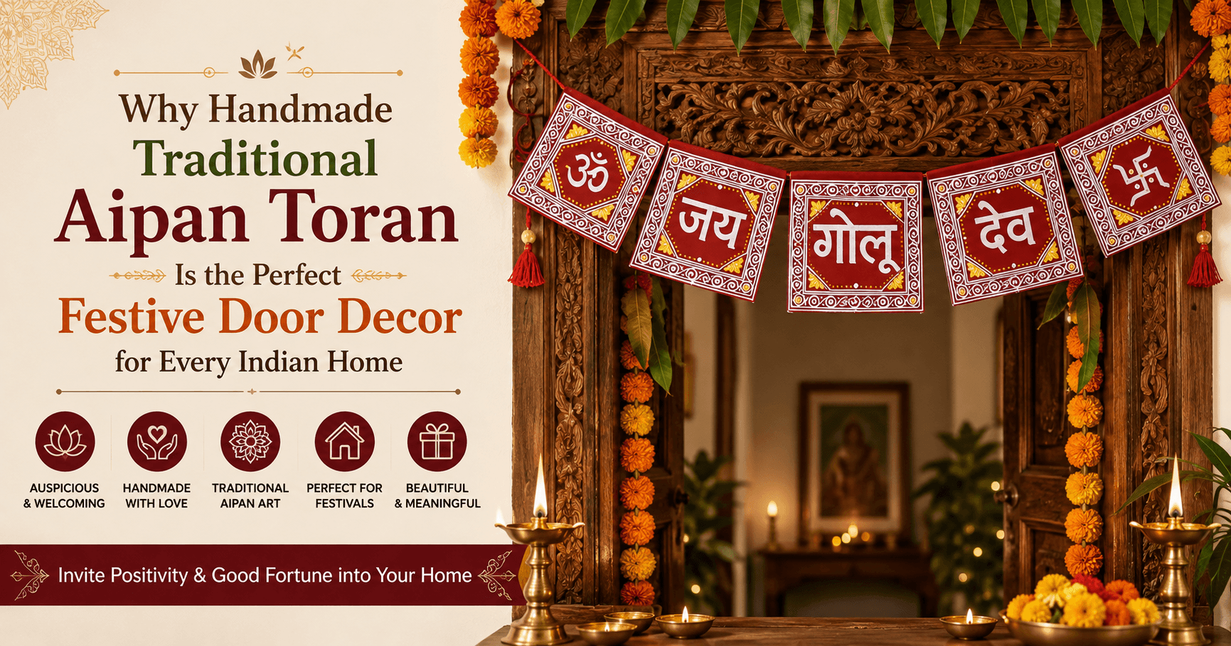 Why Handmade Traditional Aipan Toran Is the Perfect Festive Door Decor for Every Indian Home
