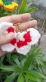 Handmade Crochet Butterfly Keychain 5cm | Cute Red White Keyring