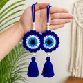 Handmade Crochet Evil Eye Hanging Set of 2 for Car & Home Decor