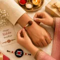 Handmade Crochet Rudraksha & Shivling Rakhi Set of 2 | Premium Raksha Bandhan Rakhi | 20cm