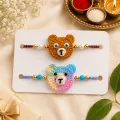 Handmade Crochet Teddy Bear Rakhi Set of 2 | Cute Handmade Raksha Bandhan Rakhi | 20cm