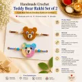 Handmade Crochet Teddy Bear Rakhi Set of 2 | Cute Handmade Raksha Bandhan Rakhi | 20cm