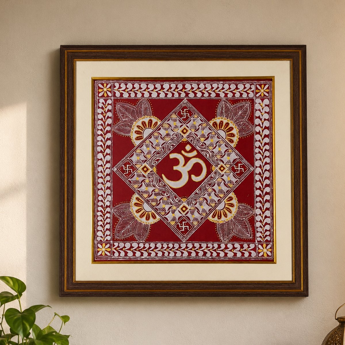 Handcrafted Aipan Art Om Wall Frame | Traditional Uttarakhand Art | PahadiKala