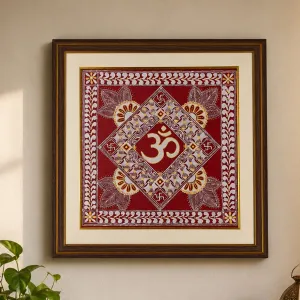 Handcrafted Aipan Art Om Wall Frame | Traditional Uttarakhand Art | PahadiKala