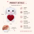 Handmade Crochet Bunny Keychain with Red Heart | 13 cm