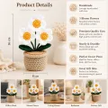 Handmade Crochet White Flower Pot | Floral Home Decor | 16cm