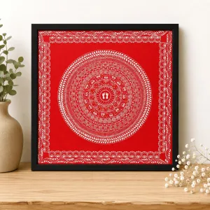 Handmade Aipan Art Mandala Wall Decor with Footprint Design – 24×24 Inch | PahadiKala