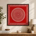 Handmade Aipan Art Mandala Wall Decor with Footprint Design – 24×24 Inch