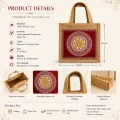Hand-Painted Aipan Art Jute Tote Bag | 8×8 Inch