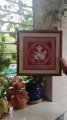 Handmade Aipan Art Lord Ganesha Wall Decor with Wooden Frame – 15×15 Inch