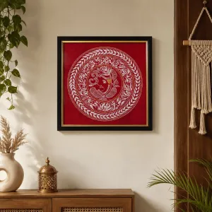 Handmade Aipan Art Ganesha Wall Frame | Traditional Uttarakhand Art
