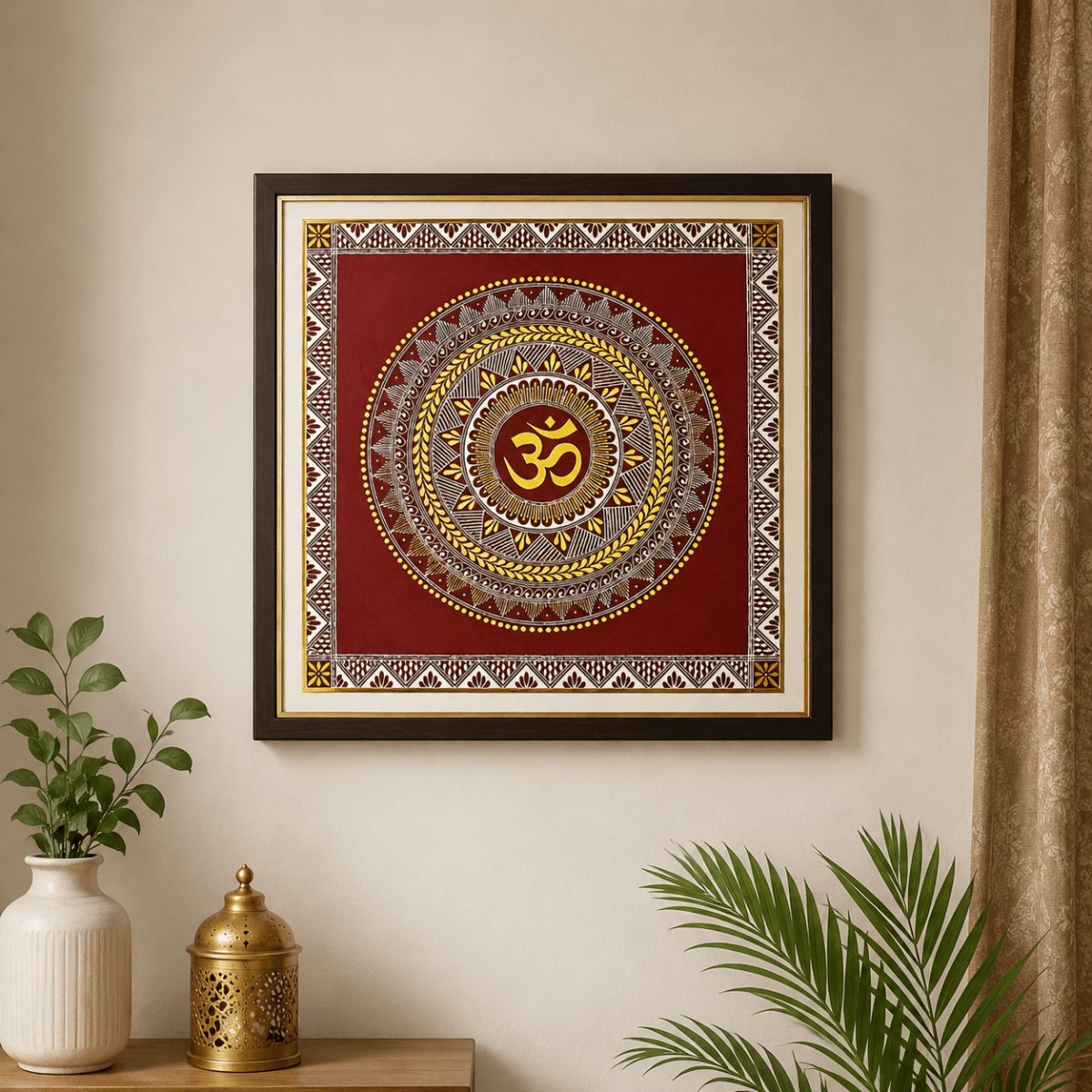 Om Mandala Art Fiber Frame 20×20 Inch | PahadiKala | PahadiKala
