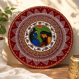 Handmade Shiv Parvati Mandala Wall Decor Plate | 30×30 cm | PahadiKala
