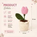 Handmade Crochet Pink Tulip Flower Pot | 12 cm Home Décor