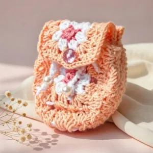 Handmade Crochet Kids Sling Bag with Floral Design
