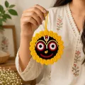 Handmade Crochet Jagannath Ji Wall Hanging 8×8 Inch