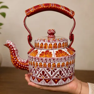 Hand-Painted Aipan Art Decorative Kettle | PahadiKala | PahadiKala