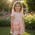 Handmade Crochet Kids Sling Bag with Floral Design