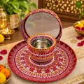 Hand-Painted Aipan Art Pooja Thali Set with Channi & Lota