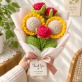 Handmade Crochet Flower Bouquet with Gift Box | Sunflower & Rose