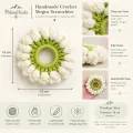 Handmade Crochet Mogra Scrunchie – White & Green