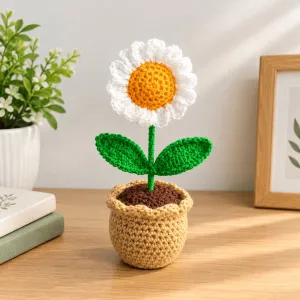 Handmade Crochet Daisy Flower Pot | Floral Home Decor | PahadiKala