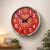 Handmade 37x37 cm Aipan Wall Clock Red White Ethnic Design