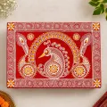 Handmade Aipan Art Chowki | 32×22×6 cm