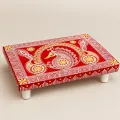 Handmade Aipan Art Chowki | 32×22×6 cm