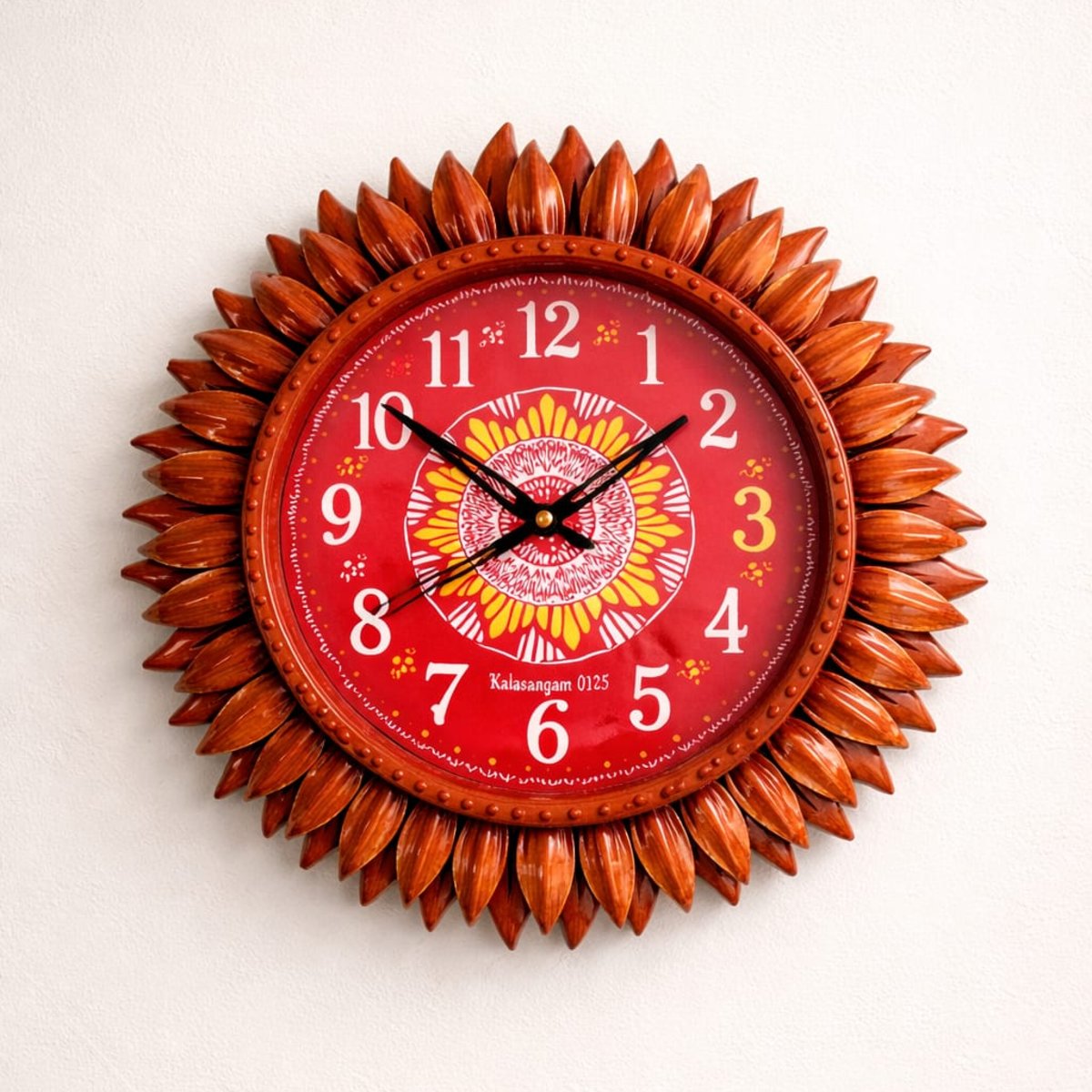 Aipan Art Red Wall Clock 20cm | Uttarakhand Design