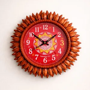 Aipan Art Red Wall Clock 20cm | Uttarakhand Design