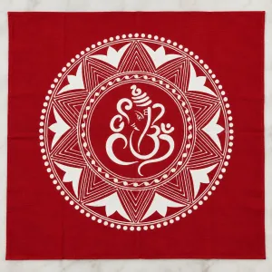 Ganesh Ji Aipan Art Cloth 21×21 cm | Traditional Pooja Décor | PahadiKala
