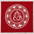 Ganesh Ji Aipan Art Cloth 21×21 cm | Traditional Pooja Décor