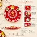 Red Resin Ganesh Ji Pooja Thali 8 Inch | Pahadikala