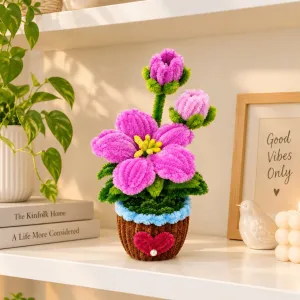 Handmade Pink Pipe Cleaner Flower Pot 14 cm | Pahadikala | PahadiKala