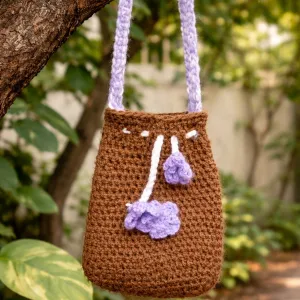 Handmade Crochet Kids Sling Bag with Flower Design