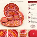 Aipan Art Pooja Thali Set with Accessories | 7 Pieces