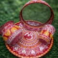 Traditional Red Aipan Pooja Thali Set