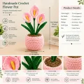 Handmade Crochet Pink Flower Pot for Home Decor