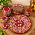 Handmade Aipan Art Karva Chauth Pooja Thali Set – 30×30 cm
