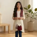Rose Blossom Crochet Mini Pouch for Girls | Handmade Maroon Floral Potli Bag